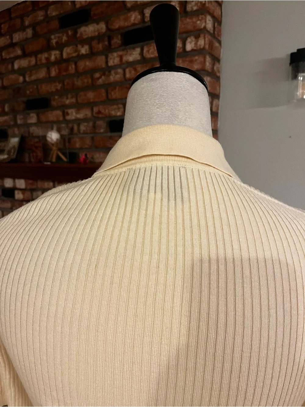 Tuckernuck Cream Ribbed Polo Button-Down Top - Picture 3 of 4